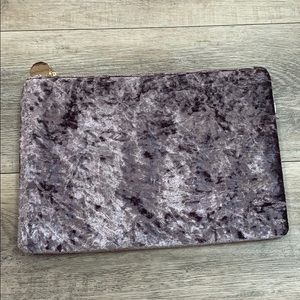 Gray/Dusty Purple Crushed Velvet Clutch